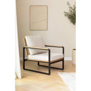 Lipov Fauteuil Van Aluminium En Acaciahout Zwart - Sklum