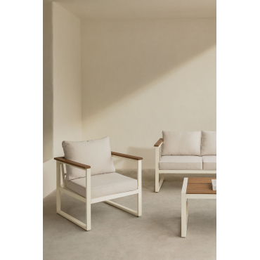Aluminium En Lipov Acaciahouten Fauteuil Gardenia Wit - Sklum