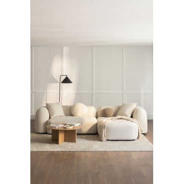 2-delige Modulaire Chaise Longue-bank Rechts, In Coco Chenille Dikke Chenille Stof Wit - Sklum