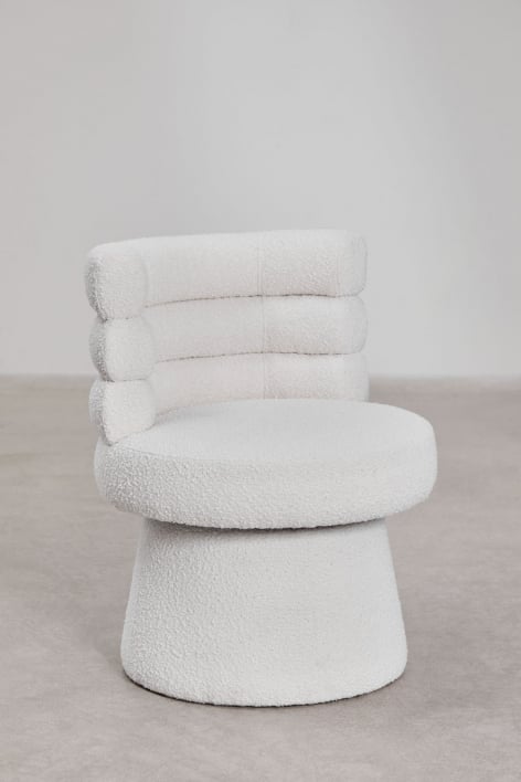 Set van 2 Protea gestoffeerde draaibare eetkamerstoelen - Bouclé Wit