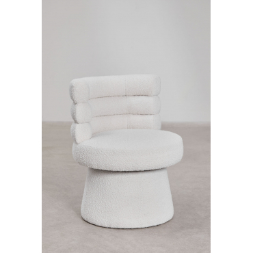 Set Van 2 Protea Gestoffeerde Draaibare Eetkamerstoelen Bouclé Wit - Sklum