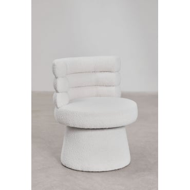 Set Van 4 Protea Gestoffeerde Draaibare Eetkamerstoelen Bouclé Wit - Sklum