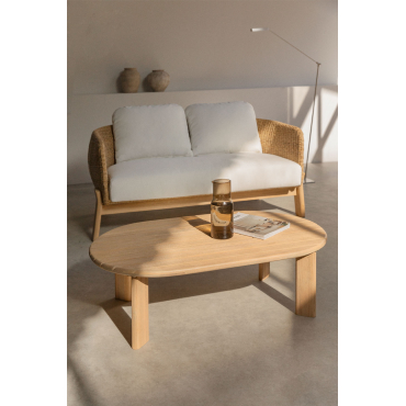 Ovale Salontafel In Acaciahout 100x60 Cm Leilan Lichte Acaciekleur - Sklum