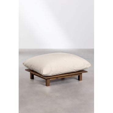 Brina Acacia Houten Poef Beige – Crème - Sklum