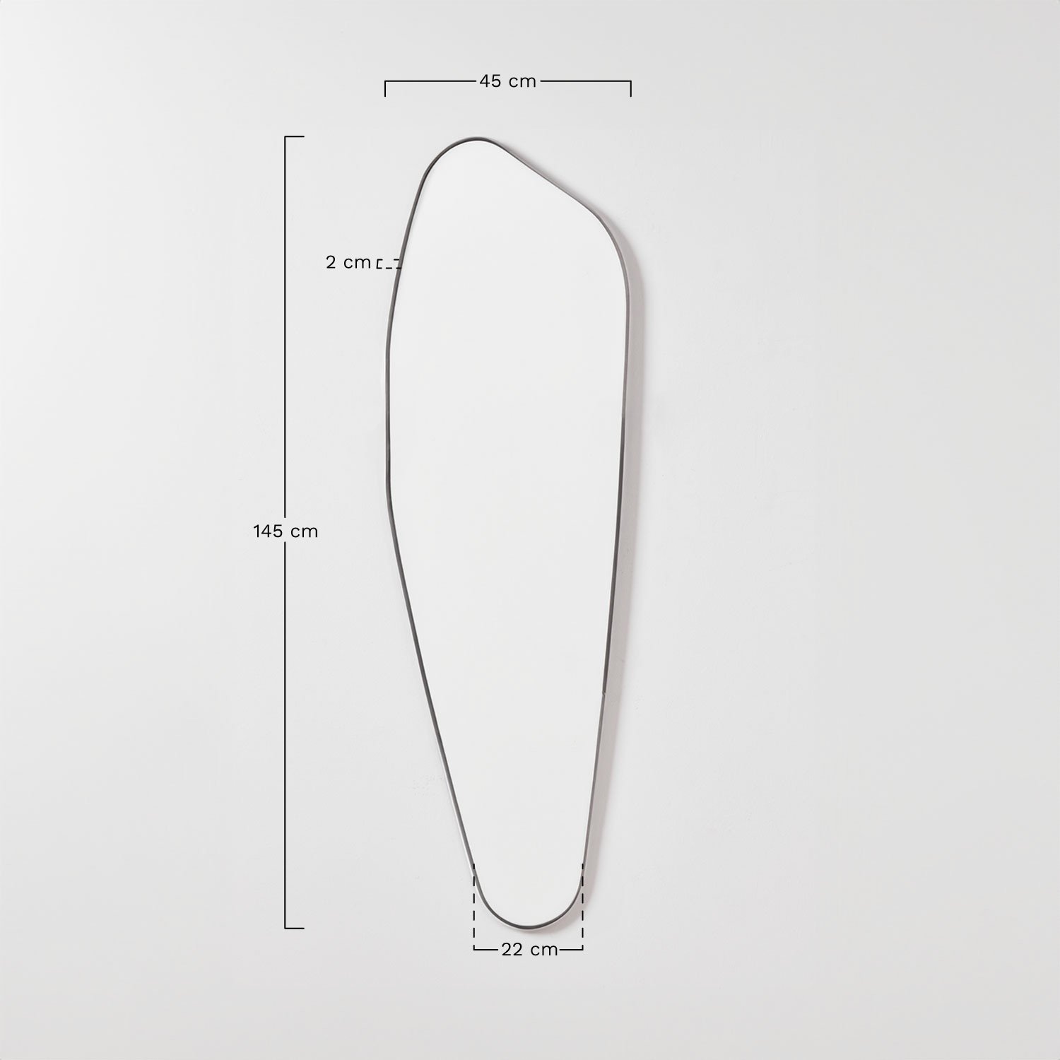 Wandspiegel 145x45 cm Lucian, AFMETINGEN