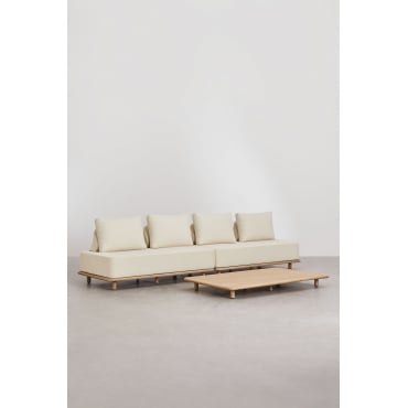 Tuinset Met Modulaire Tuinbank Van 2 Stuks Met 2 Zitplaatsen En Salontafel 160x95 Cm In Acacia Portet Gardenia Wit - Sklum