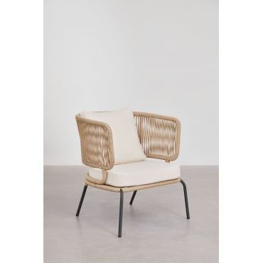 Fauteuil In Ijzer En Gevlochten Touw Calipso Natuurlijk - Sklum
