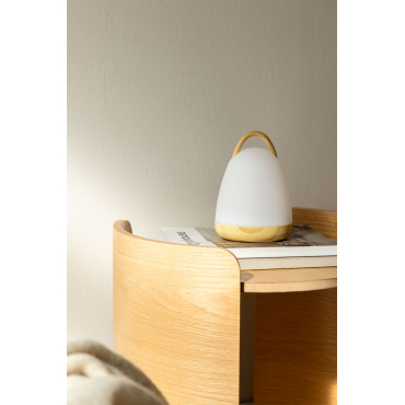 Draadloze Led Tafellamp Andrew Wit – Natuurlijk Hout - Sklum