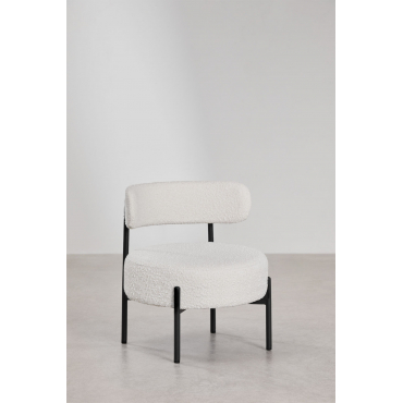 Anisa Bouclé Stoffen Fauteuil Bouclé Wit - Sklum