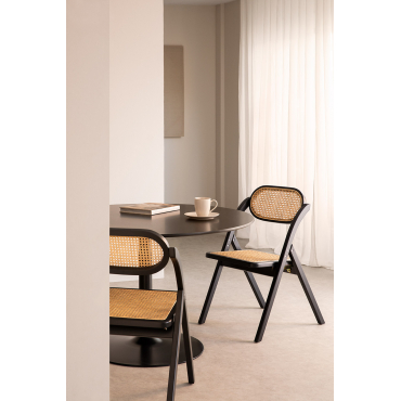 Pakket Van 4 Sia Opvouwbare Houten Eetkamerstoelen Gewoon Zwart - Sklum