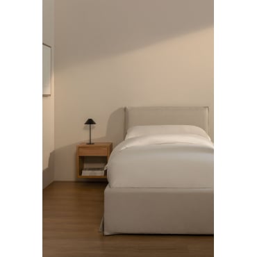 Bed Met Opbergruimte En Gestoffeerd Hoofdeinde Lorea Gebroken Wit Chenille & 90 X 190 Cm - Sklum