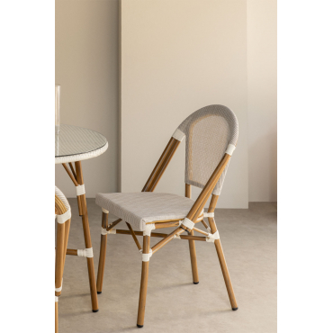 Set Van 4 Stapelbare Eetkamerstoelen In Textiel En Aluminium Brielle Bistro Gardenia Wit - Sklum