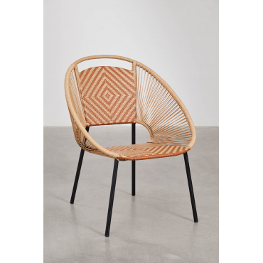 Set Van 4 Stapelbare Eetkamerstoelen In Ijzer En Synthetisch Rieten Cintia Natuurlijk - Sklum