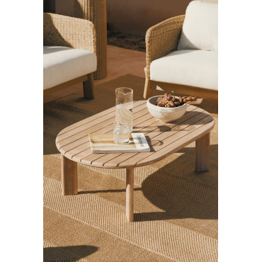Ovale Tuintafel 100x60 Cm Van Acaciahout Leilan Lichte Acaciekleur - Sklum