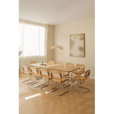Rechthoekige Tafelset 240x100 Cm In Mdf En Roestvrij Staal En 10 Eetkamerstoelen Met Armleuningen Tento Essenfineer - Sklum