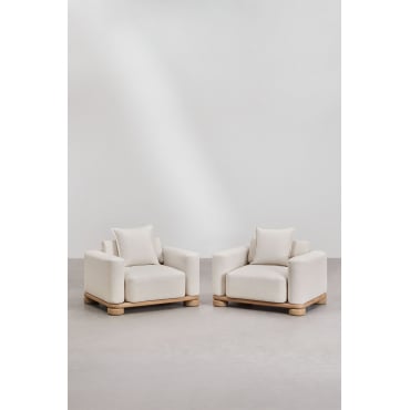 2-pack Acacia Houten Fauteuils Ioanis Lichte Acaciekleur - Sklum