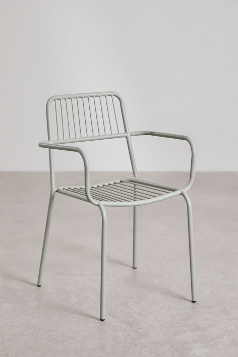 Set van 2 stapelbare tuinstoelen met armleuningen in staal Elton