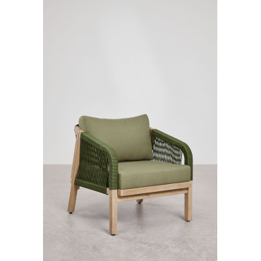 Dubai Acacia Houten Fauteuil Leger Groen – Koel & Rustiek Acaciabruin - Sklum
