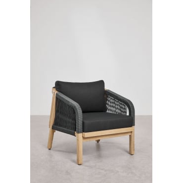 Dubai Acacia Houten Fauteuil Grijs – Grafiet & Rustiek Acaciabruin - Sklum