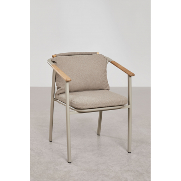 Set Van 2 Yervin Eetkamerstoelen Met Armleuningen In Aluminium En Bouclé Stof Moka Bruine Bouclé Stof - Sklum