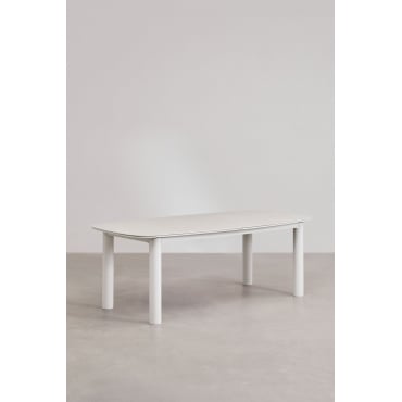 Uitschuifbare Rechthoekige Eettafel 220-280x100 Cm In Keramiek En Aluminium Zinti Beige – Crème - Sklum