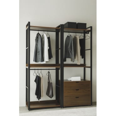 Open Modulaire Kast Van 2 Delen Met Lades Van Staal En Mdf Ariaster Zwart - Sklum