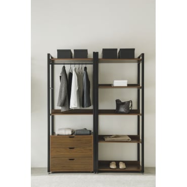 Open Modulaire Kast Van 2 Stuks Met Laden En Plank Van Staal En Hout Ariaster Zwart - Sklum