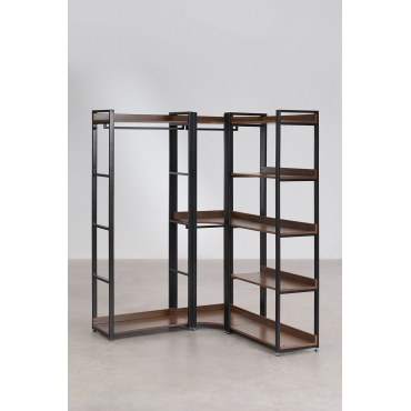 Open Modulaire Hoekkast Met 3 Delen Met Stalen En Houten Kledingrek Ariaster Zwart - Sklum