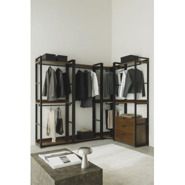 Hoekige Open Modulaire Kast Van 4 Delen In Staal En Mdf Ariaster Zwart - Sklum