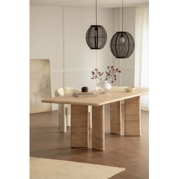 Rechthoekige Eettafel 240x105 Cm In Travertin-look Cement Chelsea Travertine - Sklum