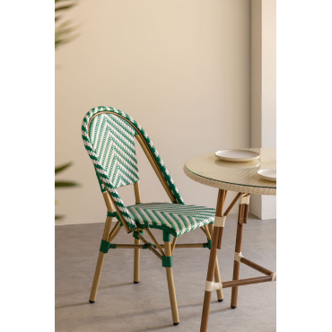 2-pack Stapelbare Eetkamerstoelen Van Synthetisch Riet Kalian Bistro Groen – Amazone - Sklum
