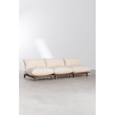 Brina 3-delige Modulaire Relaxfauteuil In Acaciahout Beige – Crème - Sklum