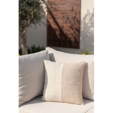 Vierkant Kussen 45x45 Cm Van Katoen Louisa Design Wit - Beige – Linnen - Sklum