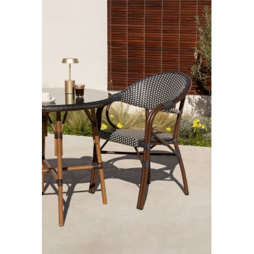Stapelbare Tuinstoel Met Aluminium Armleuningen Brielle Bistro Grijs – Grafiet - Gardenia Wit - Sklum