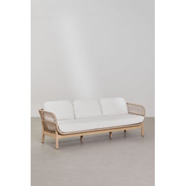 Karvia 3-zits Tuinbank In Aluminium En Acaciahout Stof Gardenia Wit - Sklum