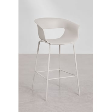 Hoge Kruk In Polypropyleen En Ijzer Alanys Grijsachtig Wit & ↑75 Cm - Sklum