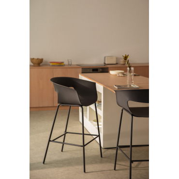 Hoge Kruk In Polypropyleen En Ijzer Alanys Grijs – Grafiet & ↑75 Cm - Sklum