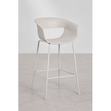 Set Van 2 Hoge Krukken In Polypropyleen En Ijzer Alanys Grijsachtig Wit & ↑75 Cm - Sklum