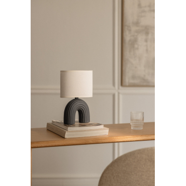 Soliva 30cm Keramiek En Linnen Tafellamp Zwart - Sklum