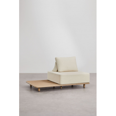 Fauteuil Met Bijzettafel In Acacia Portet Gardenia Wit - Sklum