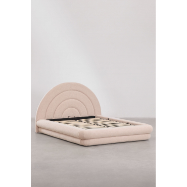 Bed Met Opbergruimte In Bouclé Stof Borzensi Bouclé Roze & 180 X 200 Cm - Sklum