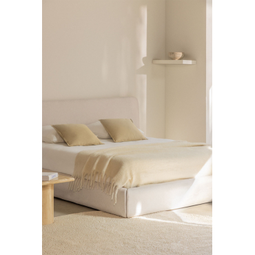 Berkeleni Ronde Gestoffeerde Poef Met Dienblad En Opbergruimte 80 Cm Linnen Beige Creme Sklum