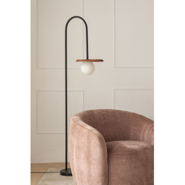 Freidy Acacia Houten Vloerlamp Matzwart - Sklum