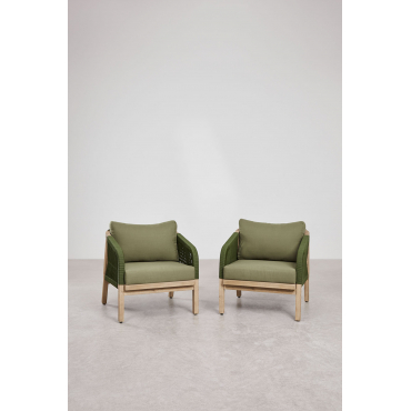 Set Van 2 Tuinstoelen In Dubai Acacia Hout Leger Groen – Koel & Rustiek Acaciabruin - Sklum