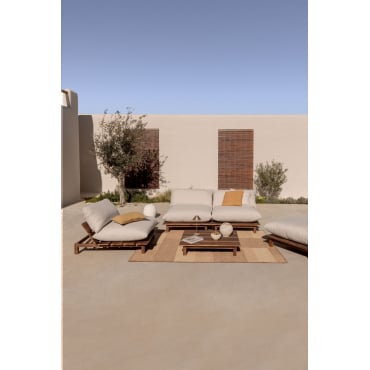 Tuinset Met 3-delige Modulaire Relax Tuinbank Met Salontafel En Poef In Brina Acacia Hout Beige – Crème - Sklum