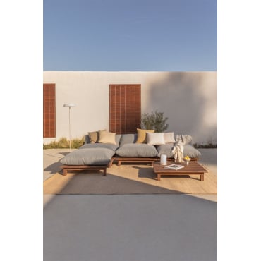 Tuinset Met 3-delige Modulaire Relax Tuinbank Met Salontafel En Poef In Brina Acacia Hout Grijs – Antraciet - Sklum