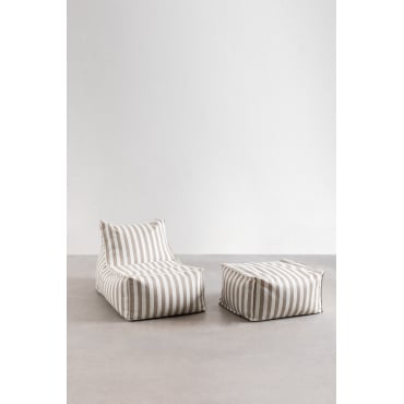 Fauteuil En Poefset In Sandel-stof Hazelnoot Bruin - Sklum