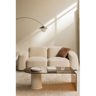 Bastian 2-delige Modulaire Bank Dikke Chenille Stof Wit - Sklum