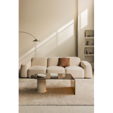 Modulaire 3-delige Bank Bastian Dikke Chenille Stof Wit - Sklum