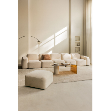 Bastian 5-delige Modulaire Bank En Poef Dikke Chenille Stof Wit - Sklum